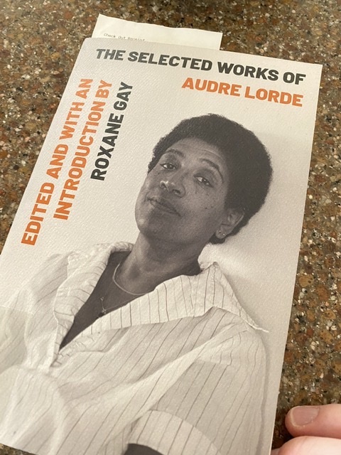 Selected Works of Audre Lorde on my kitchen counter